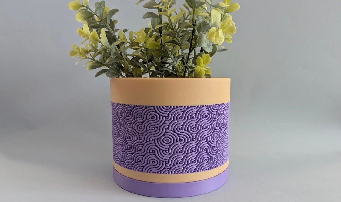 Modern Textured Planter Pot – Black & Dark Green |Purple & Beige | Naked 123 mm x 164 Premium Minimalist Decor