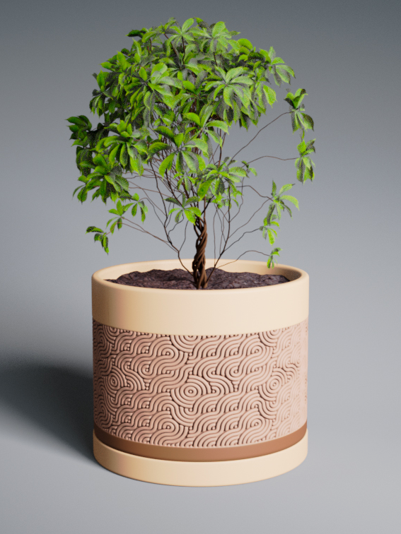 Modern Textured Planter Pot – Black & Dark Green |Purple & Beige | Naked 123 mm x 164 Premium Minimalist Decor